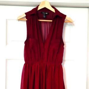 Forever 21 Red Pleated Wrap Midi Dress S